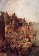 George Landseer The Burning Ghat Benares,as Seen From the City china oil painting reproduction